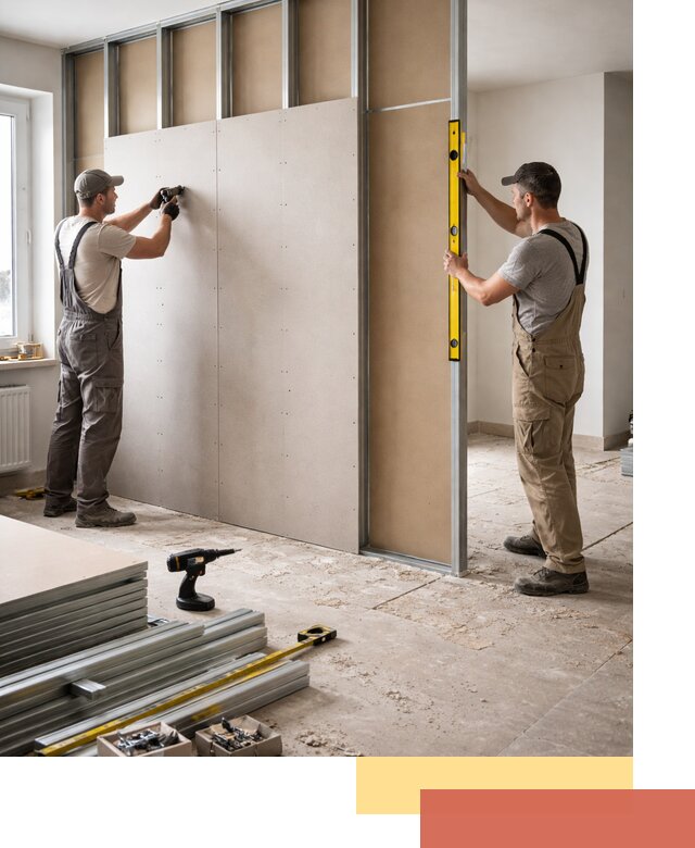 Зонирующая перегородка из гипсокартона под ключ в Краснокамске