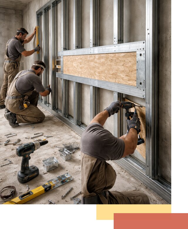 Усиленная перегородка для крепления тяжёлых конструкций в Краснокамске