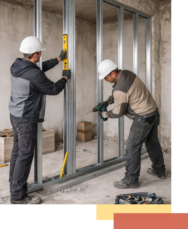 Монтаж каркаса перегородки из профиля в Краснокамске