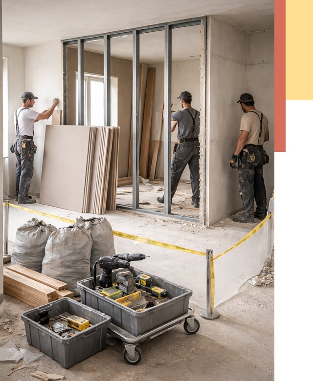 Перенос гипсокартонной перегородки в Краснокамске под ключ от 4562 руб. | Демонтаж и монтаж – ОТДЕЛОЧНИК-Кнм