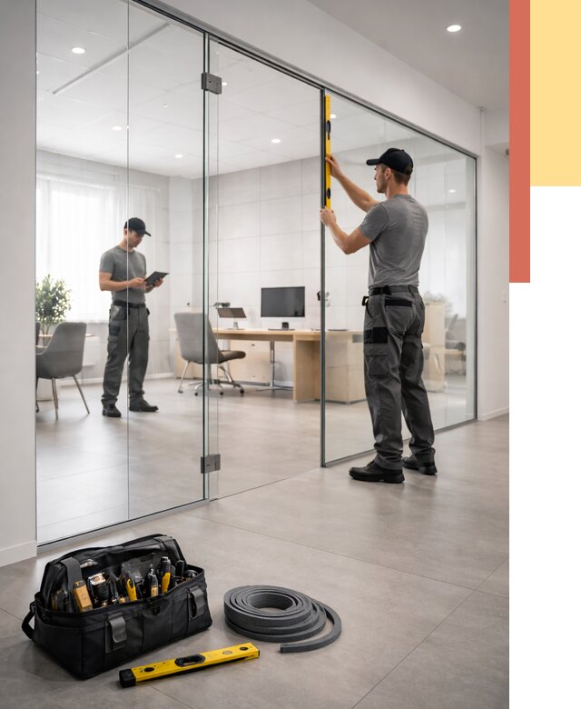 Цельностеклянные перегородки под ключ в Краснокамске от 9630 руб. — монтаж и цены | ОТДЕЛОЧНИК-Кнм