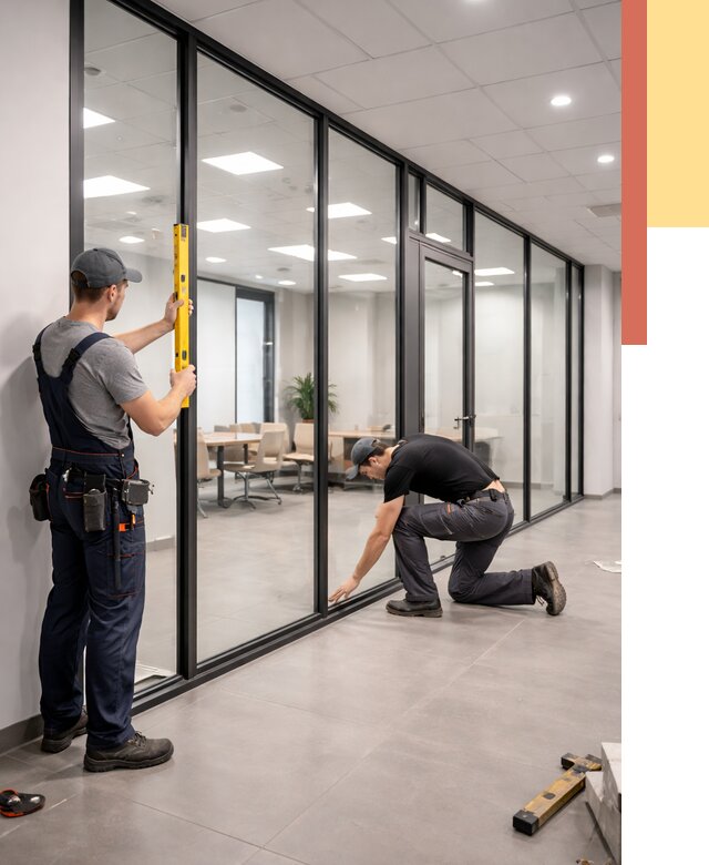 Каркасные стеклянные перегородки в Краснокамске под ключ от 9326 руб. | ОТДЕЛОЧНИК-Кнм