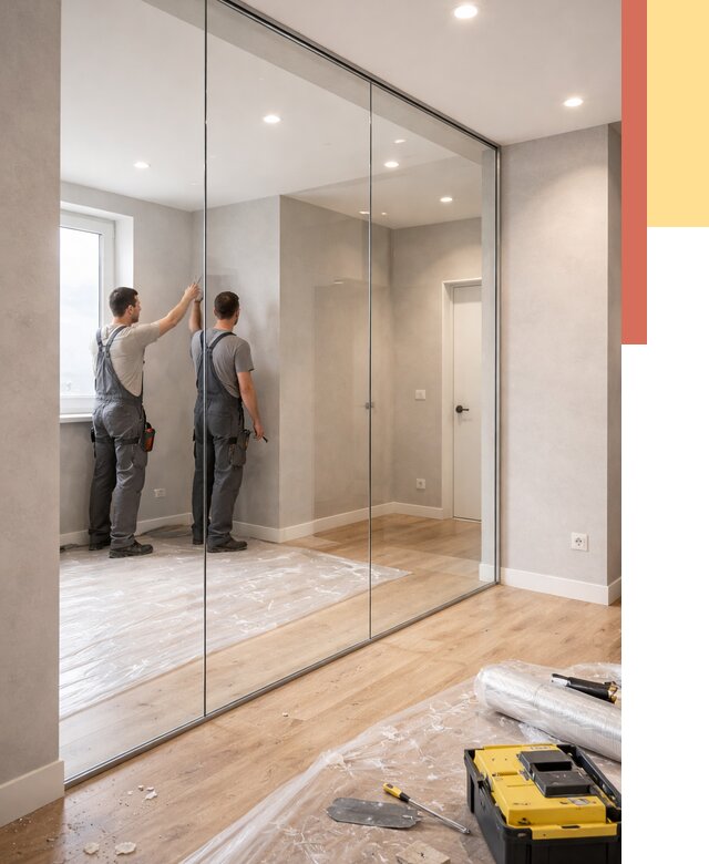 Безрамные стеклянные перегородки в Краснокамске — монтаж от 9630 руб. | ОТДЕЛОЧНИК-Кнм