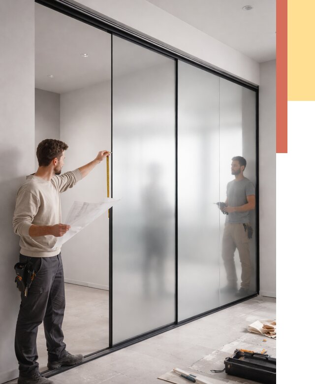 Матовые стеклянные перегородки в Краснокамске от 8616 руб. — монтаж и установка | ОТДЕЛОЧНИК-Кнм