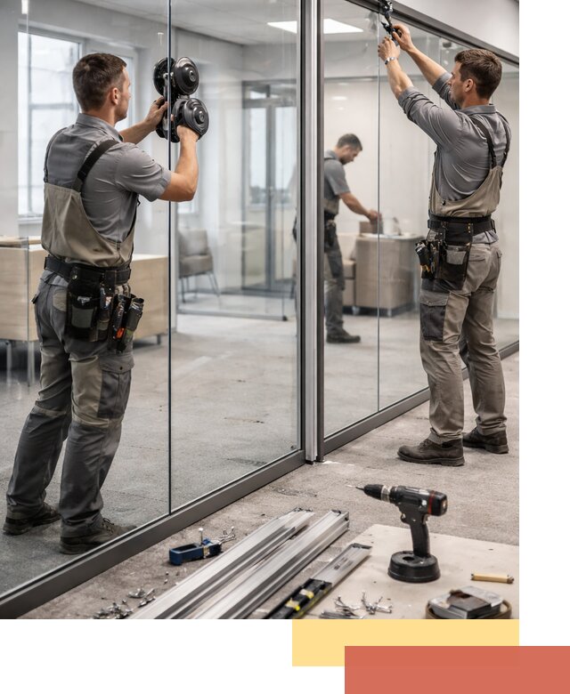 Стеклянные офисные перегородки под ключ в Краснокамске