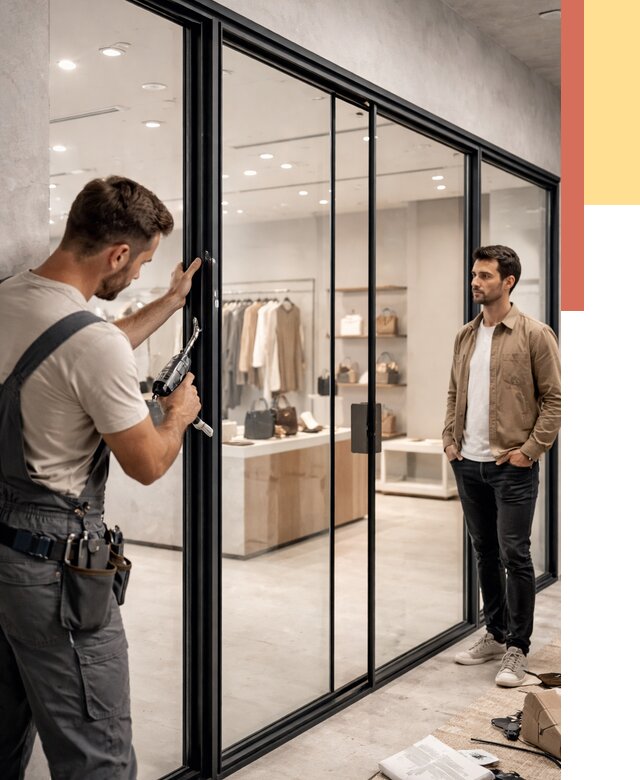 Стеклянные перегородки для магазинов в Краснокамске от 8312 руб. под ключ | ОТДЕЛОЧНИК-Кнм