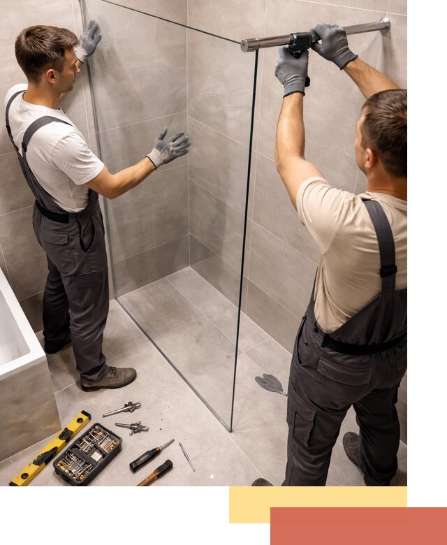 Стеклянные перегородки для душа в Краснокамске — изготовление и монтаж