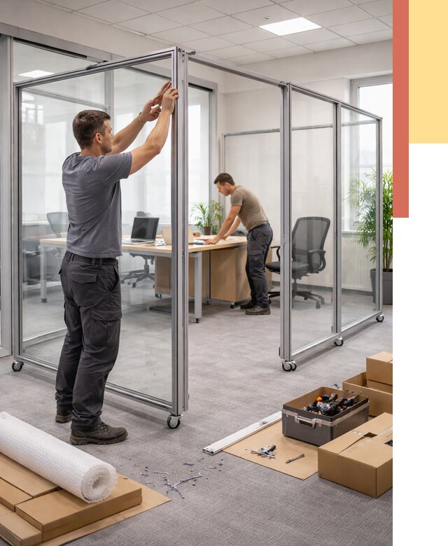 Мобильные офисные перегородки в Краснокамске от 12671 руб. — установка под ключ | ОТДЕЛОЧНИК-Кнм