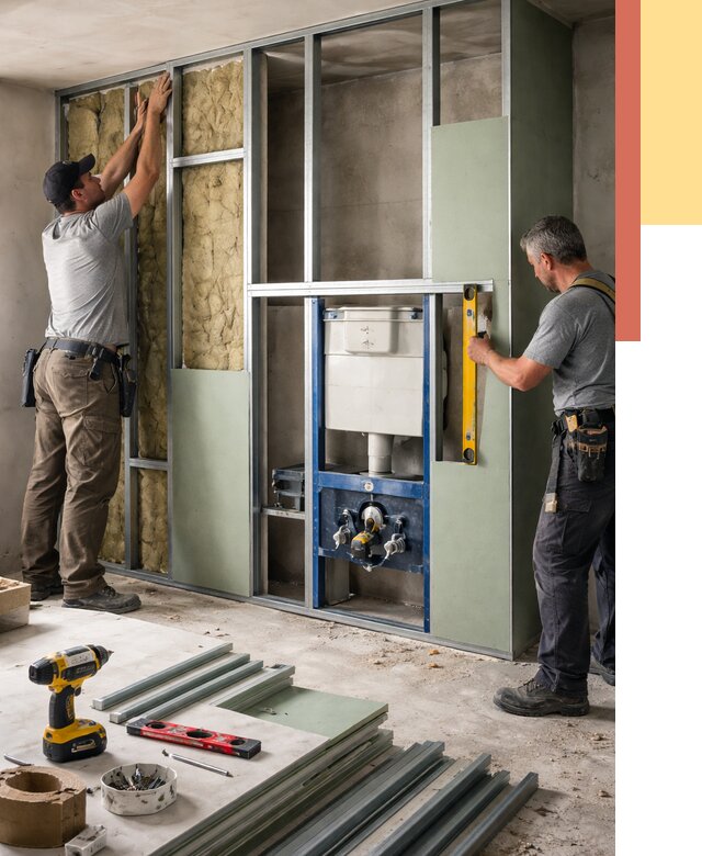 Установка сантехнических перегородок в Краснокамске от 8616 руб. | ОТДЕЛОЧНИК-Кнм