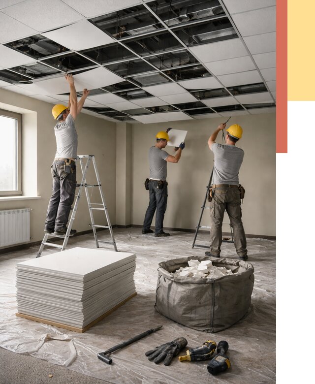 Демонтаж потолка Армстронг в Краснокамске от 4562 руб. быстро и недорого | ОТДЕЛОЧНИК-Кнм