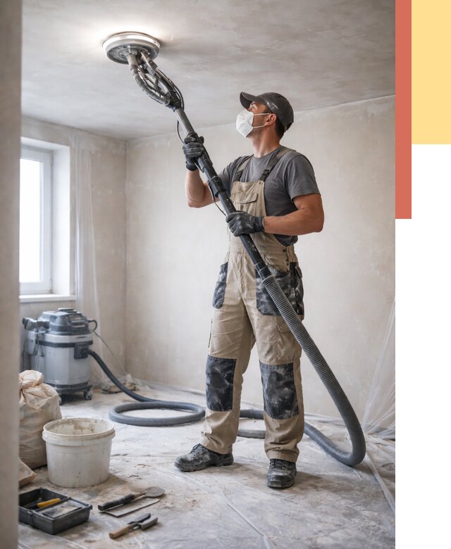 Шлифовка потолка в Краснокамске от 3548 руб. — услуги шлифования потолка | ОТДЕЛОЧНИК-Кнм