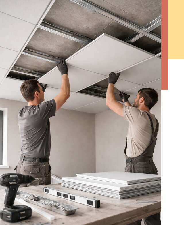 Монтаж кассетного потолка в Краснокамске от 4562 руб/м2 — установка и сборка | ОТДЕЛОЧНИК-Кнм