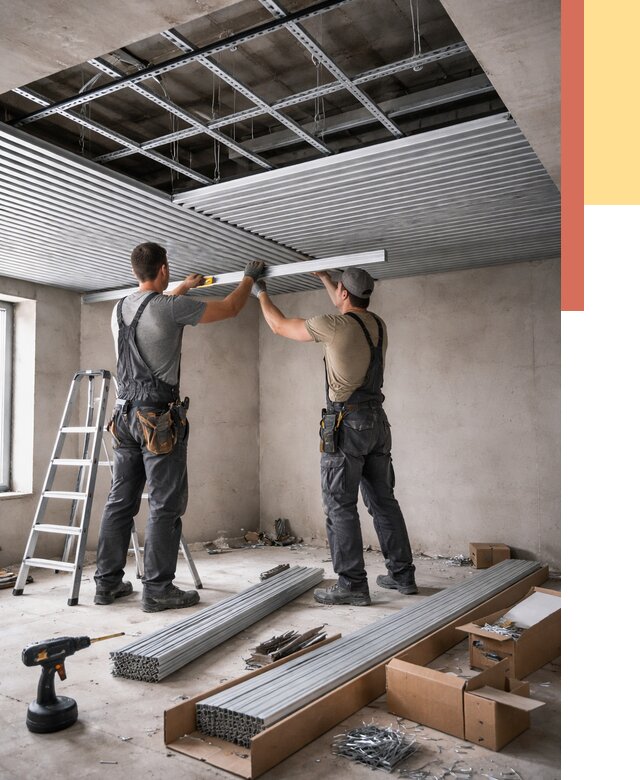 Монтаж реечного потолка в Краснокамске от 4562 руб. под ключ | ОТДЕЛОЧНИК-Кнм