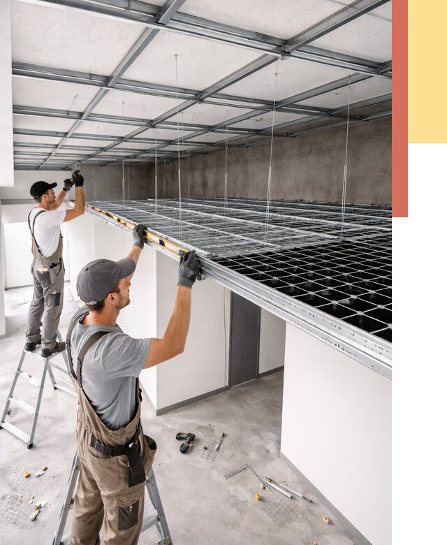 Монтаж потолка грильято в Краснокамске от 456 руб./м² — быстрая сборка под ключ | ОТДЕЛОЧНИК-Кнм