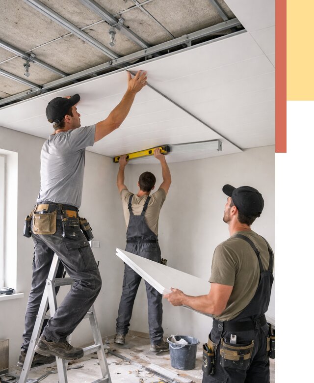 Монтаж потолка из ПВХ панелей в Краснокамске от 3548 руб./м2 — быстро и недорого | ОТДЕЛОЧНИК-Кнм