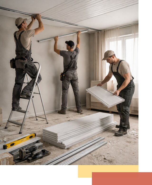 Монтаж потолка из ПВХ панелей в Краснокамске оперативно и качественно