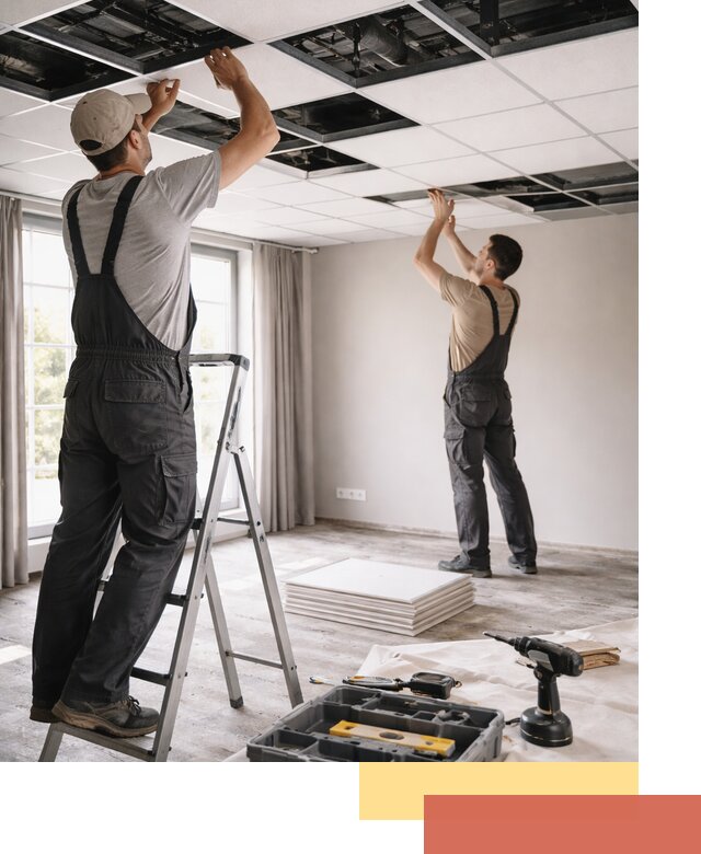 Замена плит подвесного потолка в Краснокамске быстро и качественно