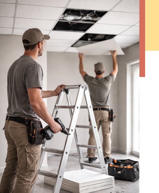 Обслуживание подвесного потолка в Краснокамске от 3548 руб. — быстро и недорого | ОТДЕЛОЧНИК-Кнм