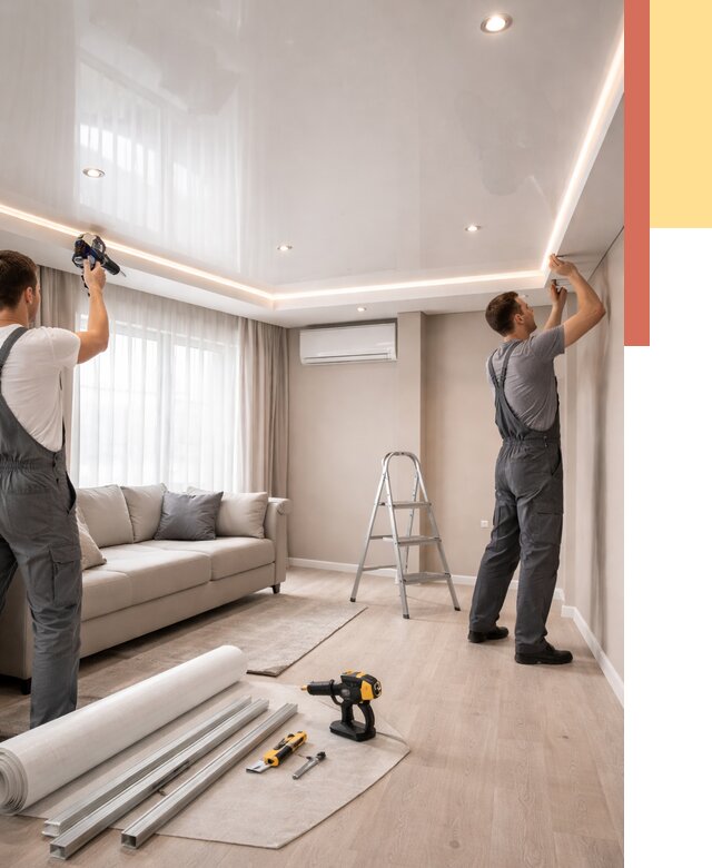 Монтаж глянцевого натяжного потолка в Краснокамске от 760 руб. под ключ | ОТДЕЛОЧНИК-Кнм