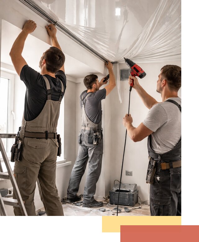 Монтаж глянцевого натяжного потолка в Краснокамске быстро и качественно