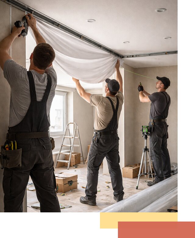 Монтаж парящего натяжного потолка под ключ в Краснокамске