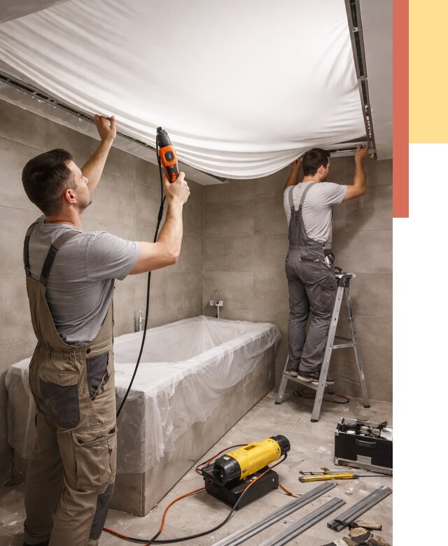 Монтаж натяжного потолка в ванной в Краснокамске от 1216 руб. под ключ | ОТДЕЛОЧНИК-Кнм