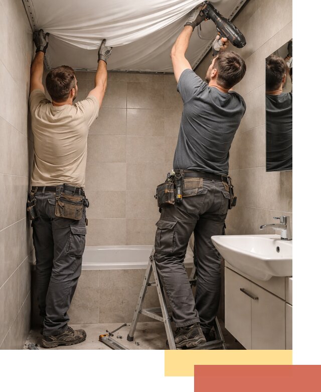 Монтаж натяжного потолка в ванной в Краснокамске быстро и качественно