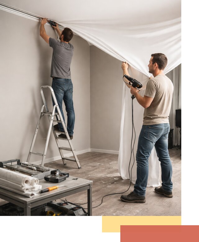 Монтаж натяжного потолка в студии в Краснокамске