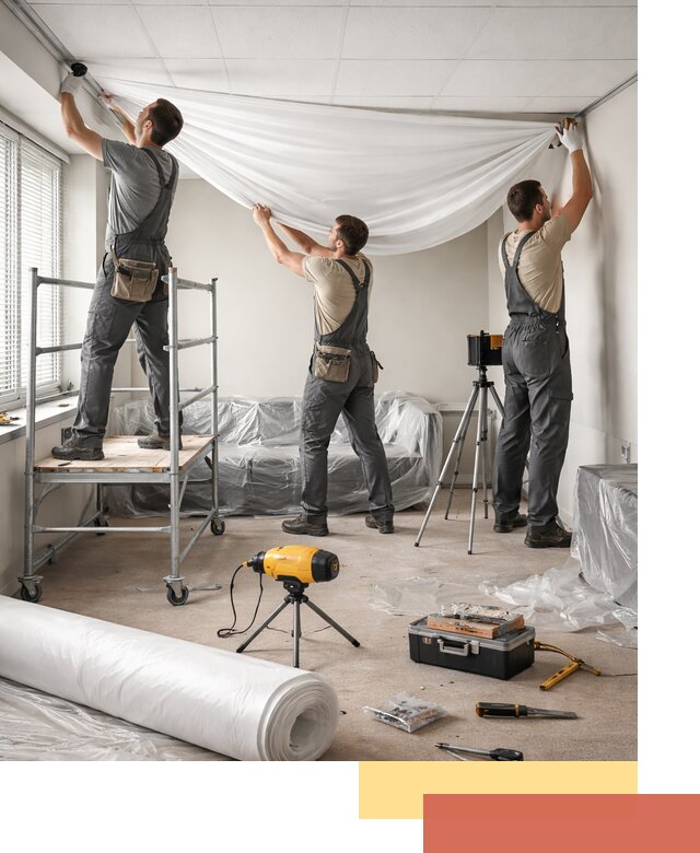 Монтаж натяжного потолка в офисе в Краснокамске