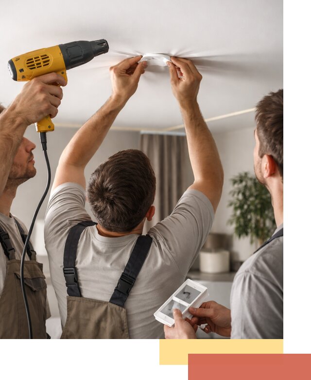 Ремонт прокола полотна натяжного потолка в Краснокамске