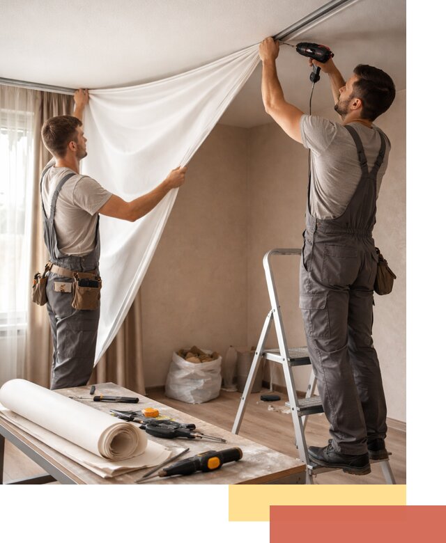 Замена полотна натяжного потолка в Краснокамске быстро и качественно