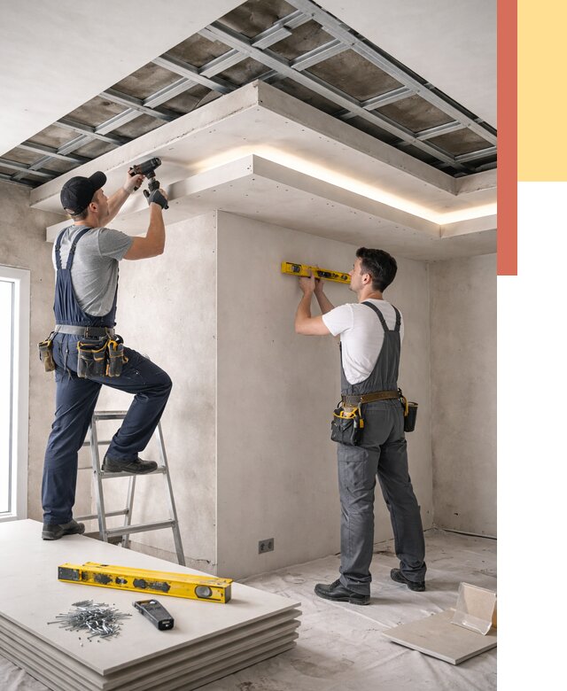 Двухуровневый потолок из гипсокартона в Краснокамске от 1470 руб. под ключ | ОТДЕЛОЧНИК-Кнм