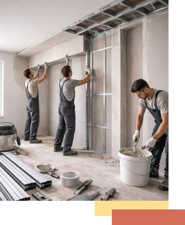 Монтаж потолка из гипсокартона с нишей в Краснокамске