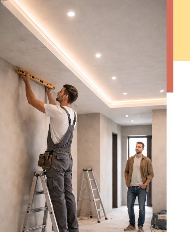 Потолок из гипсокартона с подсветкой в Краснокамске от 760 руб./м2 под ключ | ОТДЕЛОЧНИК-Кнм