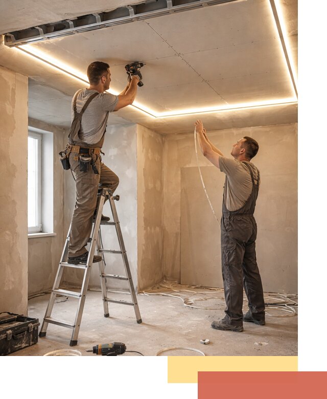 Потолок из гипсокартона с подсветкой в Краснокамске