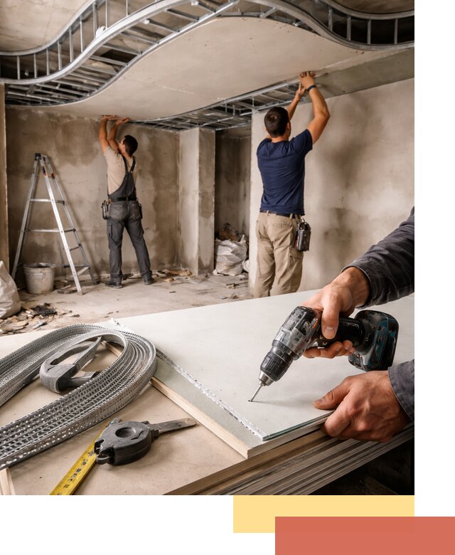 Криволинейный потолок из гипсокартона в Краснокамске — монтаж и отделка