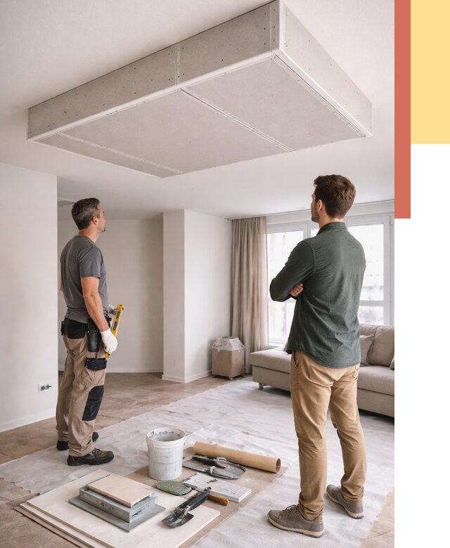 Короб на потолке из гипсокартона в Краснокамске от 2230 руб. — монтаж и услуги под ключ | ОТДЕЛОЧНИК-Кнм