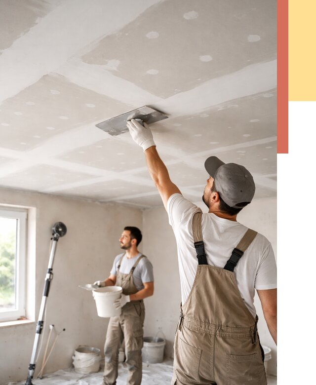 Шпаклевка потолка из гипсокартона в Краснокамске от 3244 руб./м2 — услуги под ключ | ОТДЕЛОЧНИК-Кнм