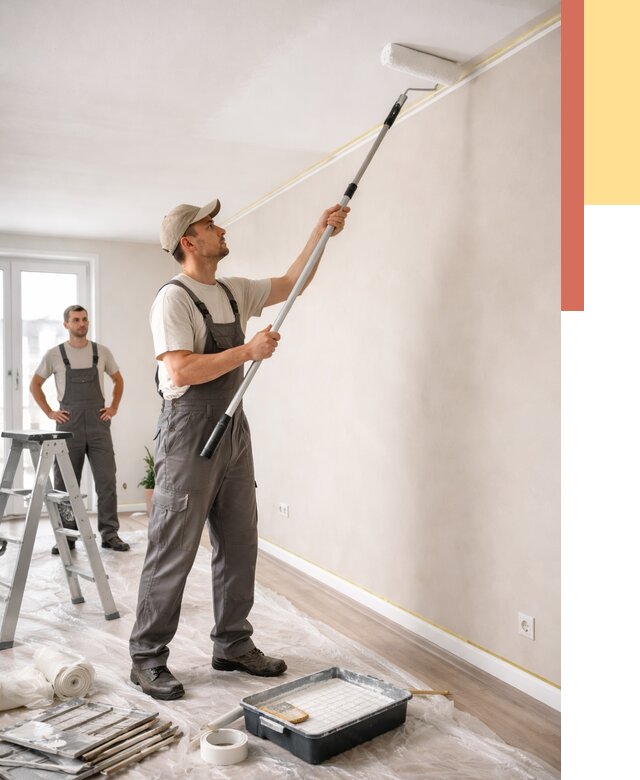 Покраска потолка из гипсокартона в Краснокамске от 4562 руб./м2 — услуги под ключ | ОТДЕЛОЧНИК-Кнм