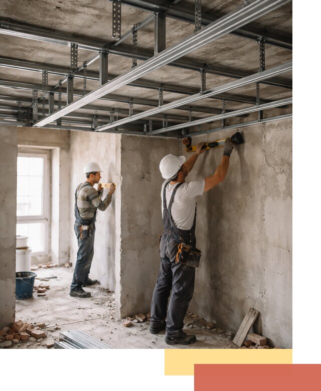 Монтаж каркаса потолка из профильного профиля в Краснокамске