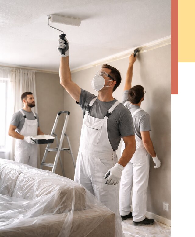 Покраска потолка водоэмельсионной краской в Краснокамске от 2230 руб/м² — услуги под ключ | ОТДЕЛОЧНИК-Кнм