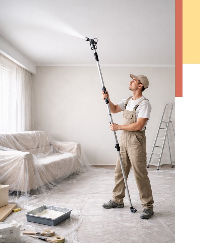 Покраска потолка краскопультом в Краснокамске от 4562 руб. быстро и недорого | ОТДЕЛОЧНИК-Кнм