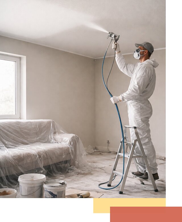 Покраска потолка краскопультом в Краснокамске быстро и качественно