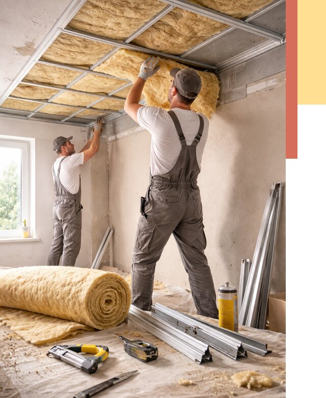 Утепление потолка в Краснокамске от 7299 руб/м2 — недорого, быстро, под ключ | ОТДЕЛОЧНИК-Кнм